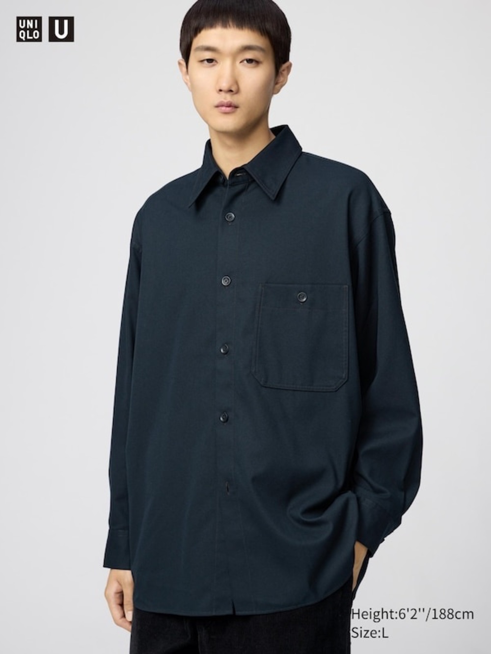 Uniqlo Twill Work Oversized Navy Shirt Unisex Size M - Picture 1 of 13